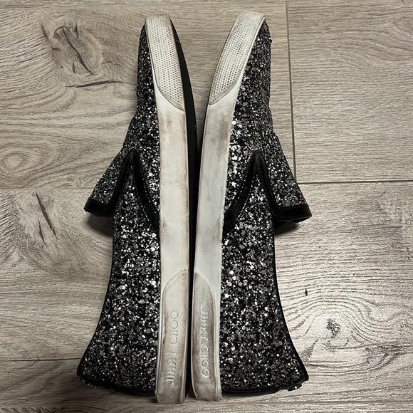 Jimmy Choo flat glitter slip ons in good condition. Some wear on soles. - Picture 3 of 3